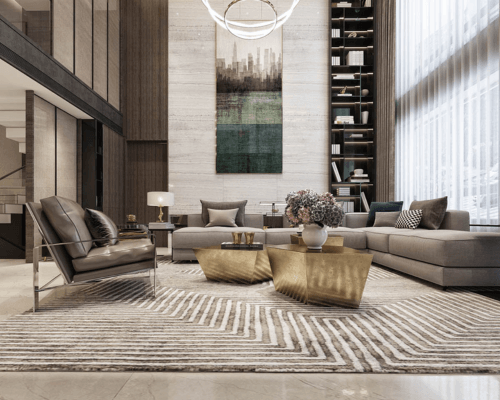 luxury modern interior design with modern persian carpet